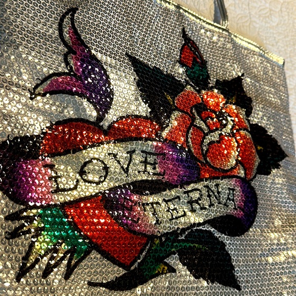 NWT Ed Hardy True Love Silver tote bag - Picture 3 of 13